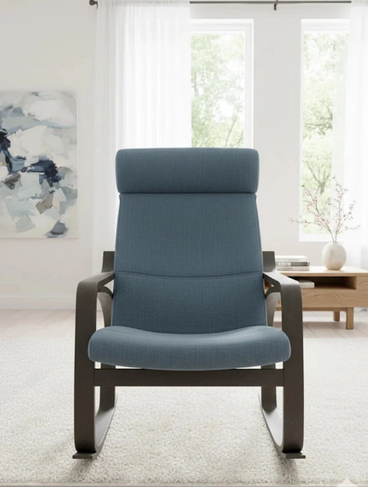 IKEA POÄNG Rocking Chair | Dark Frame with Blue Cushion - althahanifurniture