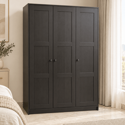 IKEA RAKKESTAD 3-Door Wardrobe – Black-Brown - Al Thahani Furniture