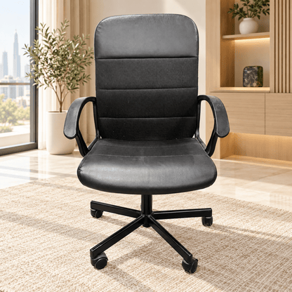 IKEA RENBERGET Swivel Office Chair with Armrests & Adjustable Height – Black - Al Thahani Furniture