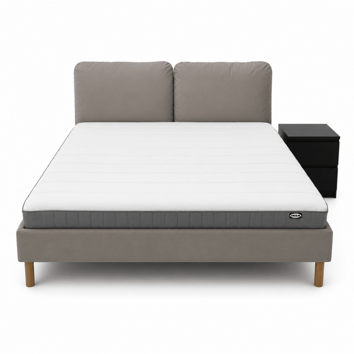IKEA SAGESUND King Upholstered Bed Set with Mattress, 180x200 cm - used 6 months - Al Thahani Furniture