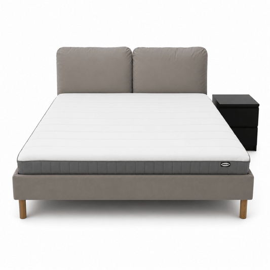 IKEA SAGESUND King Upholstered Bed Set with Mattress, 180x200 cm - used 6 months - Al Thahani Furniture