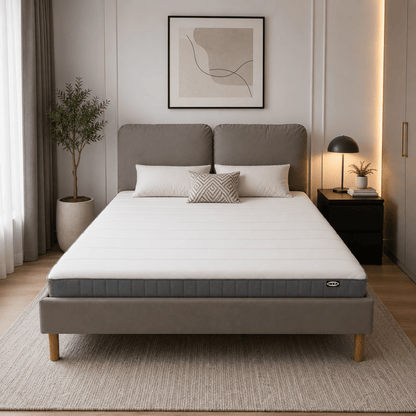 IKEA SAGESUND King Upholstered Bed Set with Mattress, 180x200 cm - used 6 months - Al Thahani Furniture