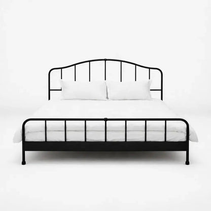 IKEA SAGSTUA King Bed Set with Mattress | Black with Brass Accents, 180x200 cm - used 6 months - Al Thahani Furniture