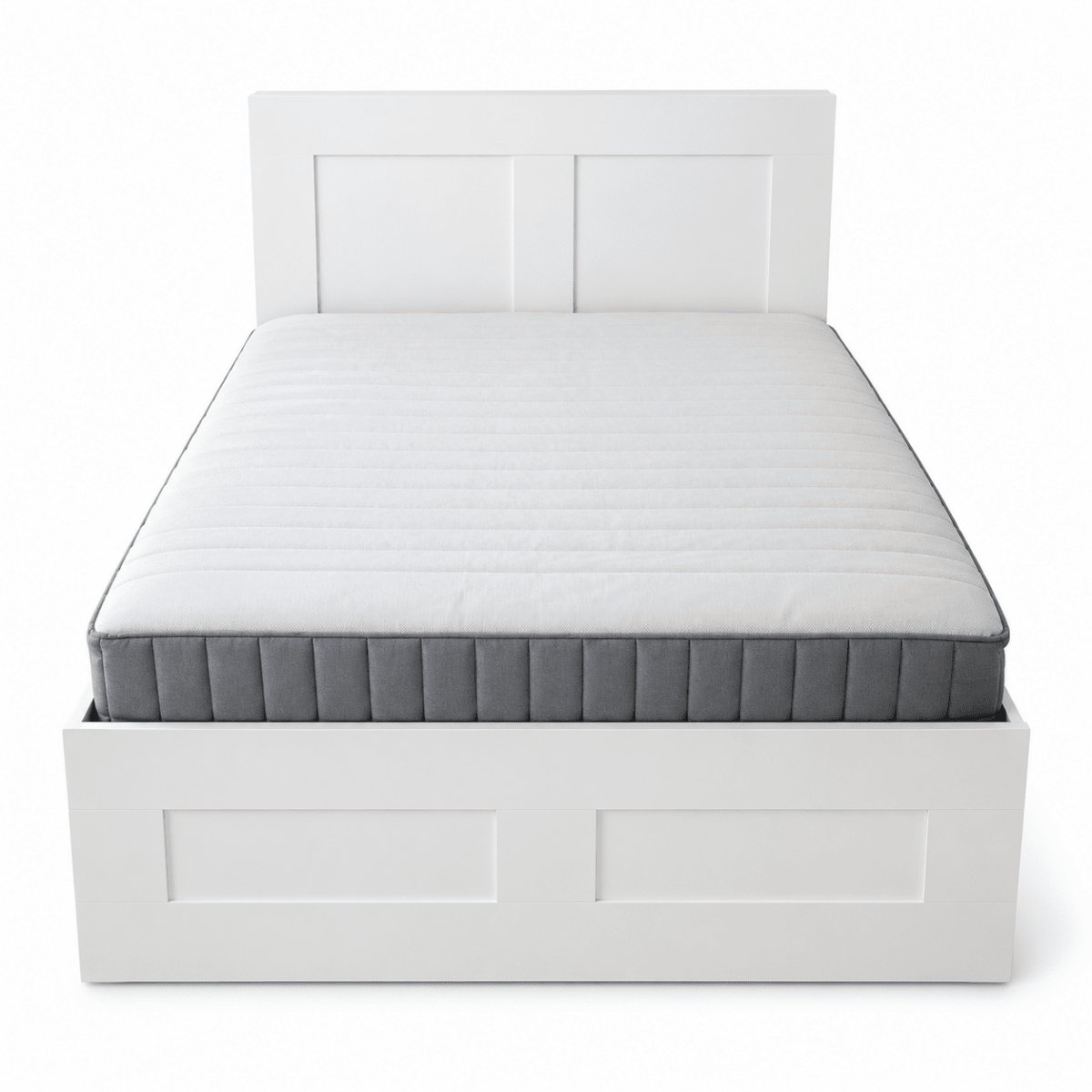 IKEA SONGESAND Queen Bed Set with Mattress, 4 Storage Boxes & Bedside Chest | White - Al Thahani Furniture