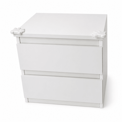 IKEA SONGESAND Queen Bed Set with Mattress, 4 Storage Boxes & Bedside Chest | White - Al Thahani Furniture