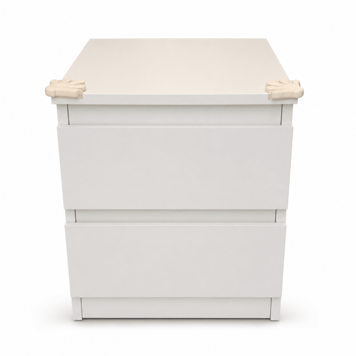 IKEA SONGESAND Queen Bed Set with Mattress, 4 Storage Boxes & Bedside Chest | White - Al Thahani Furniture