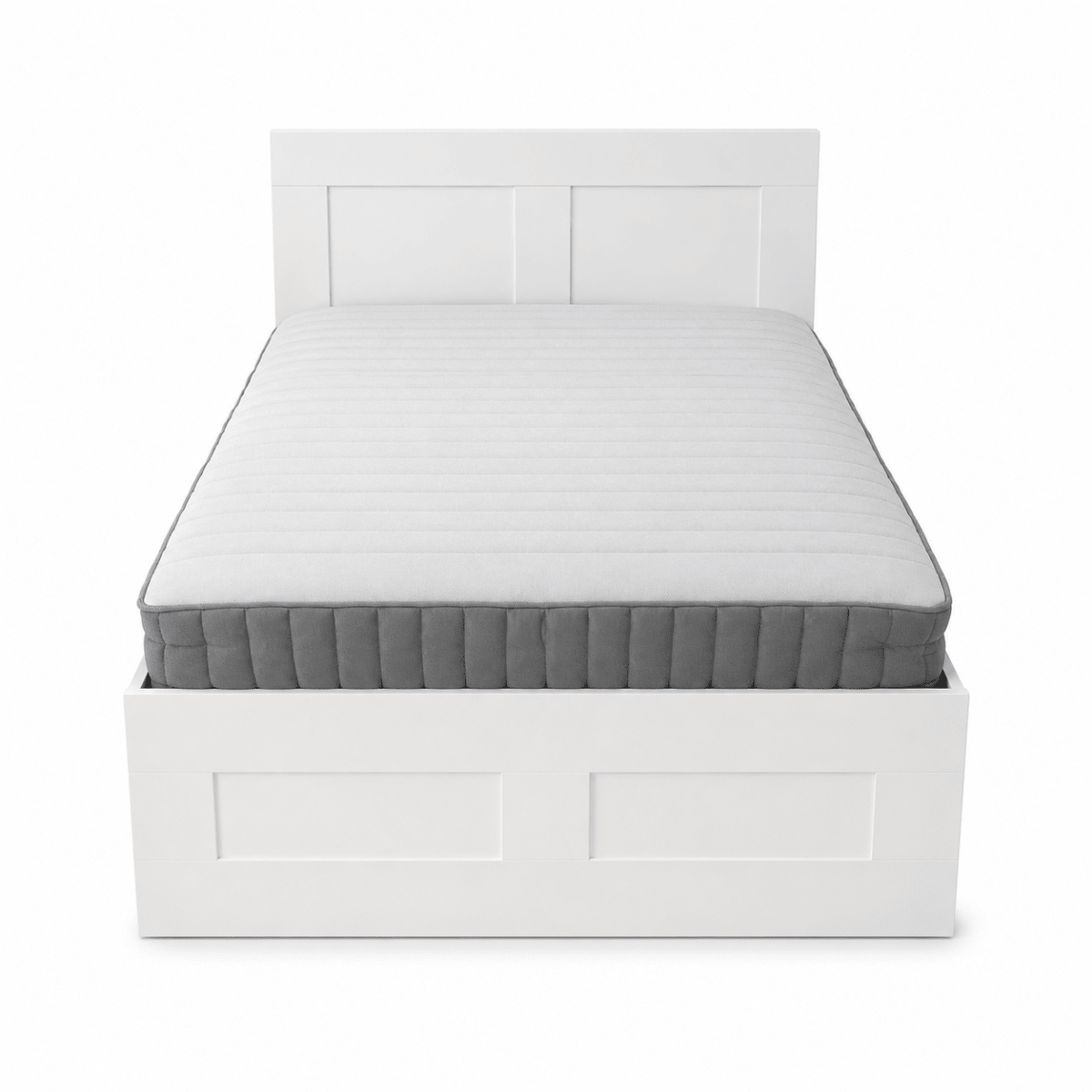 IKEA SONGESAND Queen Bed Set with Mattress, 4 Storage Boxes & Bedside Chest | White - Al Thahani Furniture