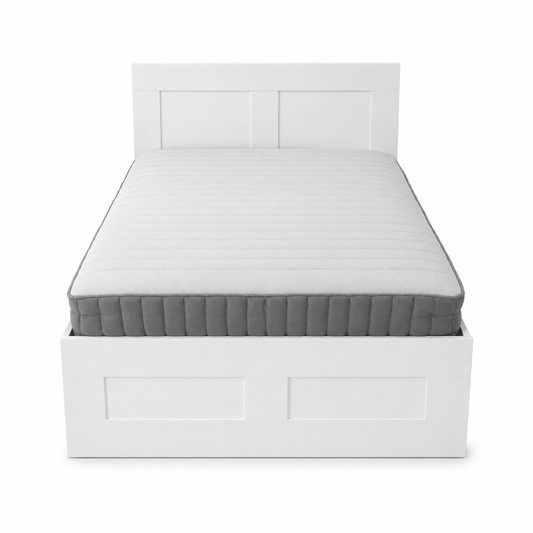 IKEA SONGESAND Queen Bed Set with Mattress, 4 Storage Boxes & Bedside Chest | White - Al Thahani Furniture