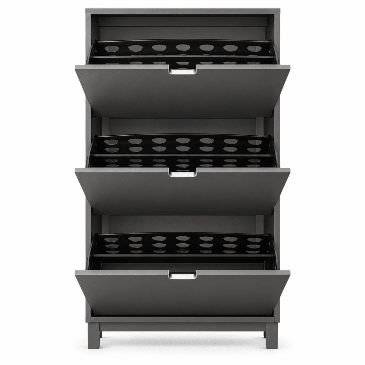 IKEA STÄLL 3-Compartment Shoe Cabinet – Dark Grey – 79 × 29 × 148 cm Al Thahani Furniture