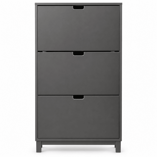 IKEA STÄLL 3-Compartment Shoe Cabinet – Dark Grey – 79 × 29 × 148 cm - Al Thahani Furniture