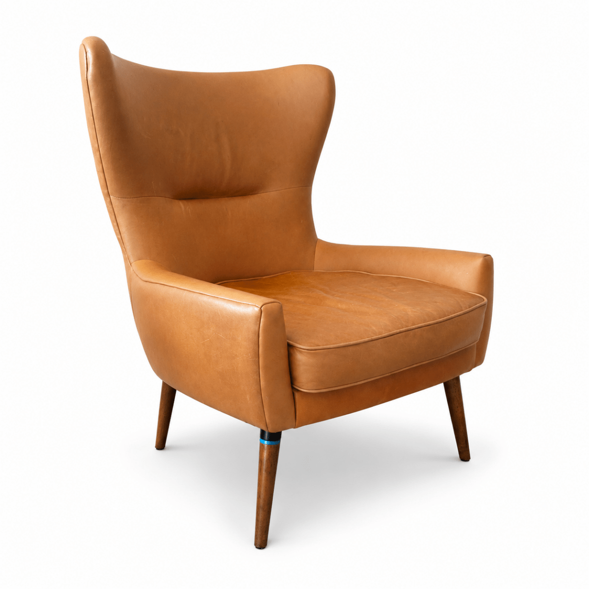 IKEA STRANDMON Wing Chair | Brown Leather - Al Thahani Furniture