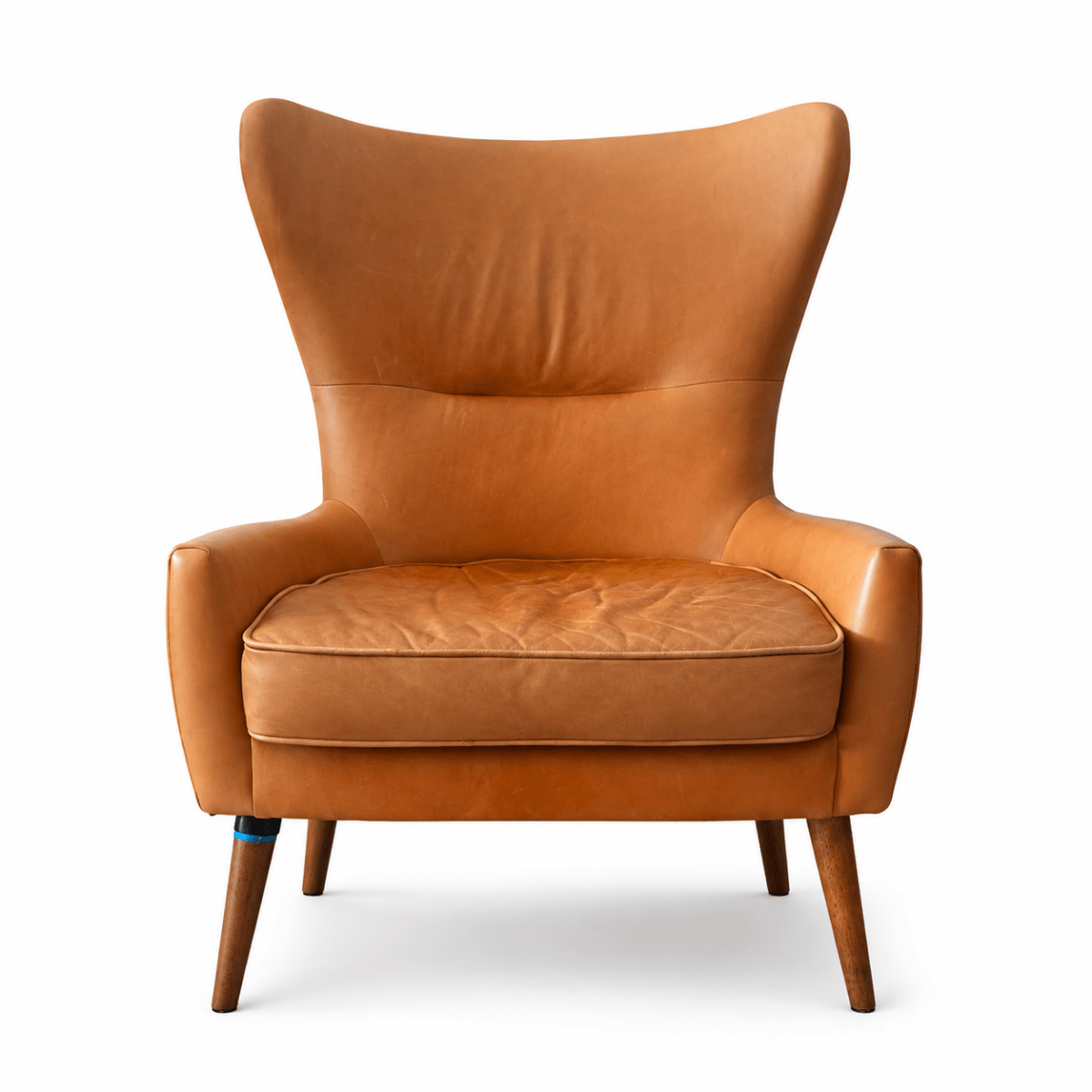 IKEA STRANDMON Wing Chair | Brown Leather - Al Thahani Furniture