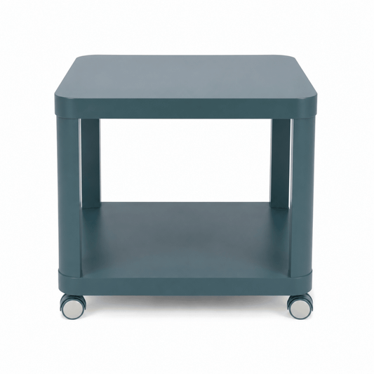 IKEA TINGBY Side Table on Castors | Turquoise, 63x52 cm - used 2 months - Al Thahani Furniture