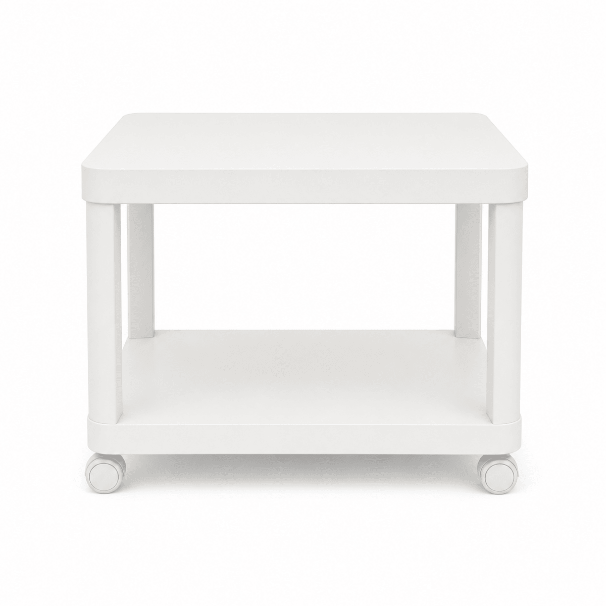 IKEA TINGBY Side Table on Castors | White, 50x50x45 cm - used 4 months - Al Thahani Furniture