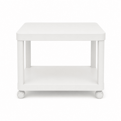 IKEA TINGBY Side Table on Castors | White, 50x50x45 cm - used 4 months - Al Thahani Furniture