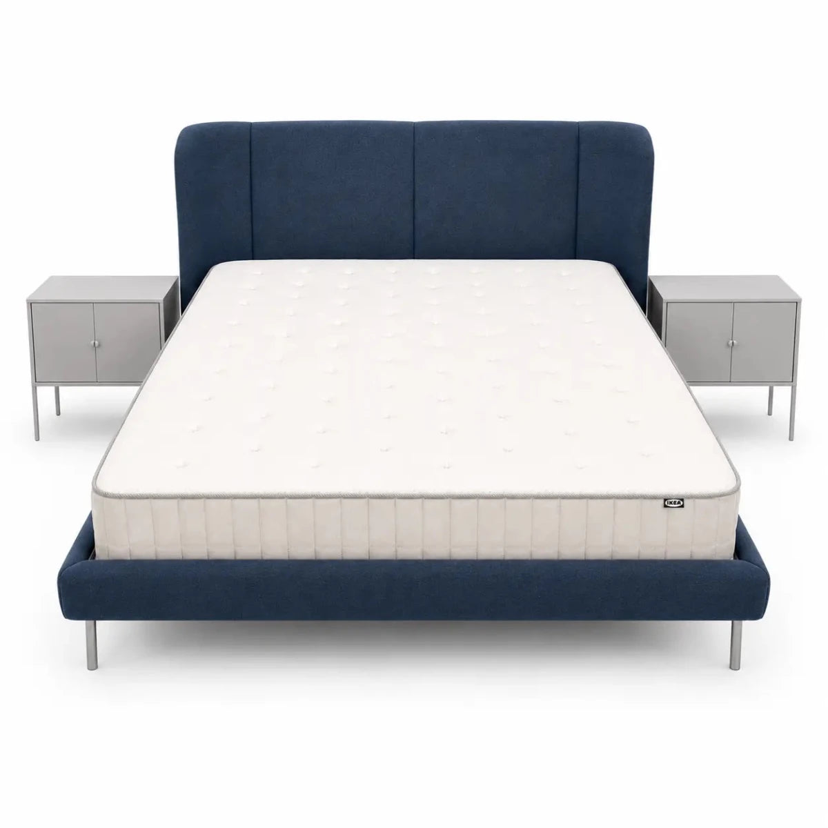 IKEA TUFJORD Upholstered King Bed Frame, 2 LIXHULT Cabinets, 180x200 cm without mattress - used 6 months - Al Thahani Furniture