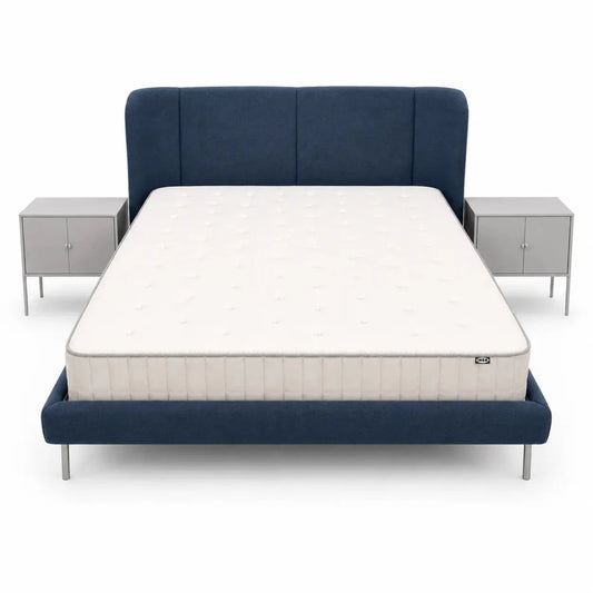 IKEA TUFJORD Upholstered King Bed Frame, 2 LIXHULT Cabinets, 180x200 cm without mattress - used 6 months - Al Thahani Furniture