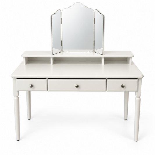 IKEA TYSSEDAL 3-Drawer Dressing Table with Tri-Fold Mirror – White - Al Thahani Furniture