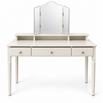 IKEA TYSSEDAL 3-Drawer Dressing Table with Tri-Fold Mirror – White - Al Thahani Furniture