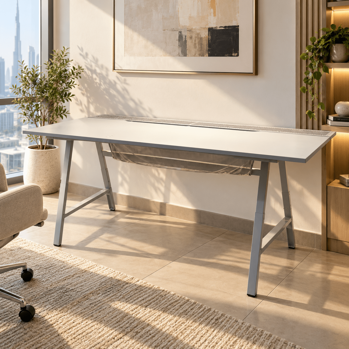 IKEA UTESPELARE Gaming Desk with Cable Management – Light Grey – 160 × 80 cm - Al Thahani Furniture