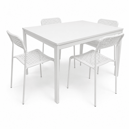 IKEA VANGSTA / TEODORES Extendable Dining Set with 4 Chairs – White - Al Thahani Furniture