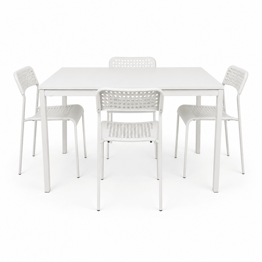 IKEA VANGSTA / TEODORES Extendable Dining Set with 4 Chairs – White - Al Thahani Furniture