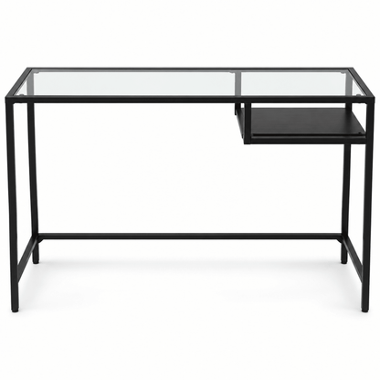 IKEA VITTSJÖ Glass-Top Laptop Table with Shelf – Black-Brown – 100 × 36 × 74 cm - Al Thahani Furniture