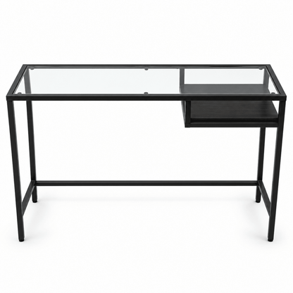 IKEA VITTSJÖ Glass-Top Laptop Table with Shelf – Black-Brown – 100 × 36 × 74 cm - Al Thahani Furniture