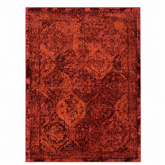 IKEA VONSBÄK Low Pile Rug | Red, Traditional Distressed Pattern, 170x230 cm - used 6 months - Al Thahani Furniture