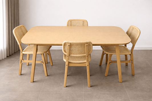 IKEA VOXLÖV Table and 4 Chairs Set – Bamboo – 180x90 cm - althahanifurniture