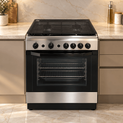 Indesit 4-Burner Freestanding Gas Cooker with Oven – 60 × 60 cm – Stainless Steel - Al Thahani Furniture