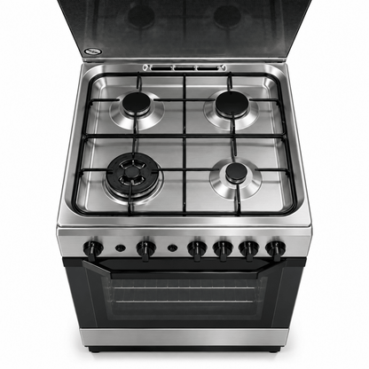 Indesit 4-Burner Freestanding Gas Cooker with Oven – 60 × 60 cm – Stainless Steel - Al Thahani Furniture