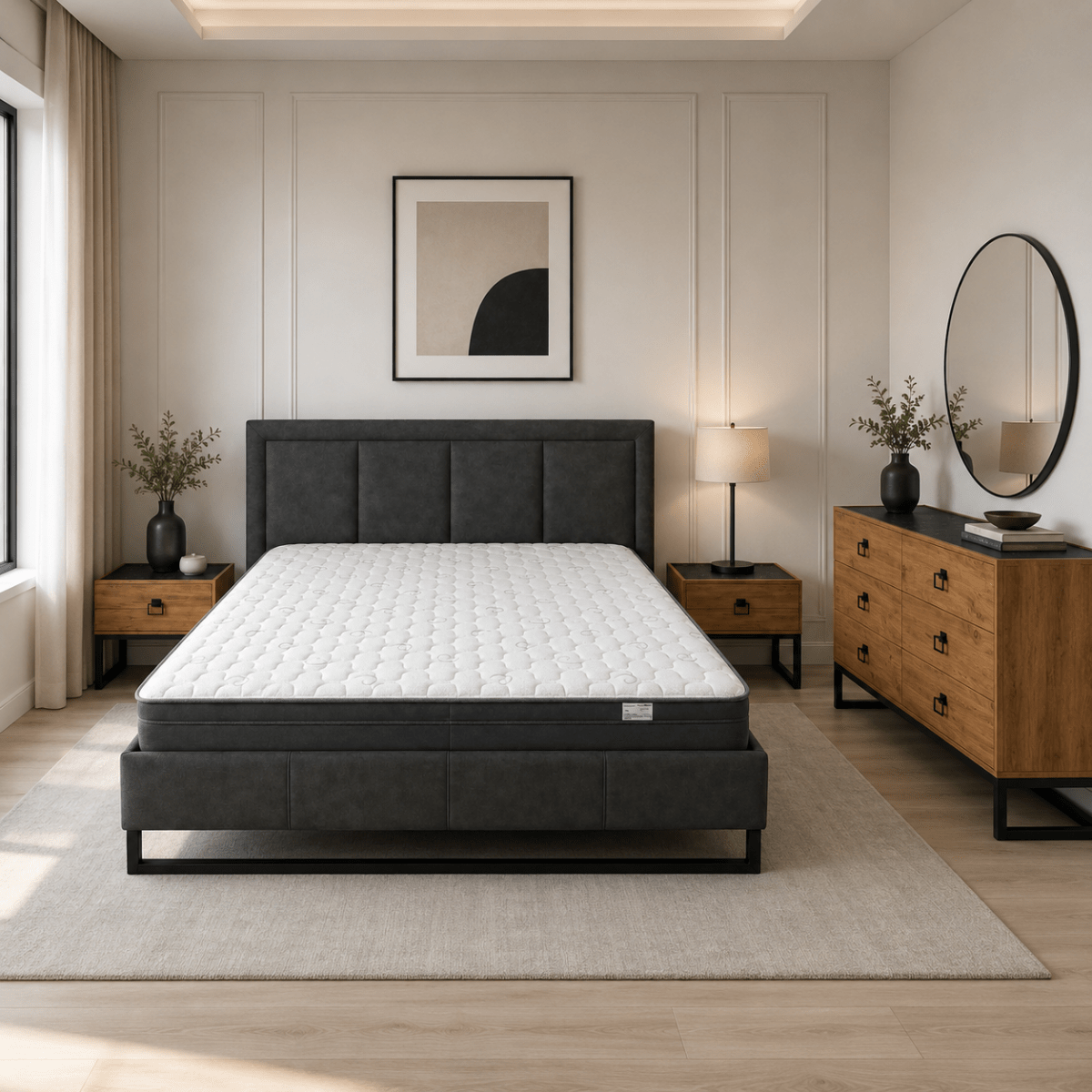 Indus 6-Piece King Bed Set without mattress - 180x200 cm - used 5 months - Al Thahani Furniture