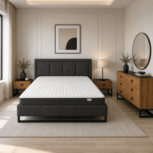 Indus 6-Piece King Bed Set without mattress - 180x200 cm - used 5 months - Al Thahani Furniture