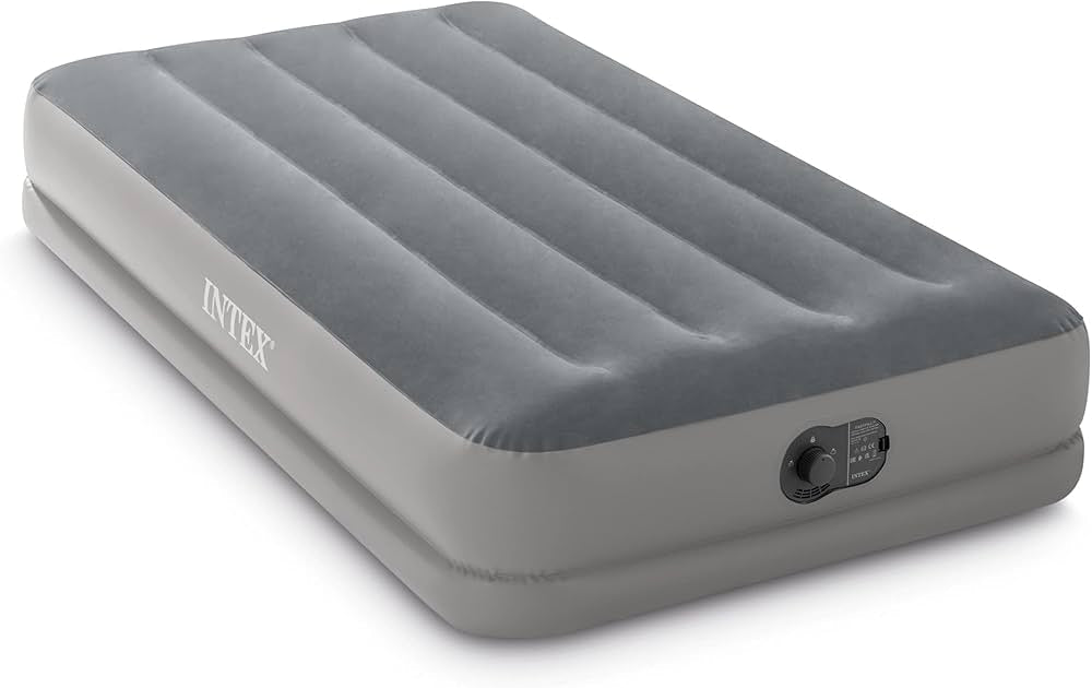 INTEX Dura - Beam Standard Prestige Air Mattress – Twin Size, Fiber - Tech, Built - In USB Pump, 12" Height, 300 lb Capacity - althahanifurniture