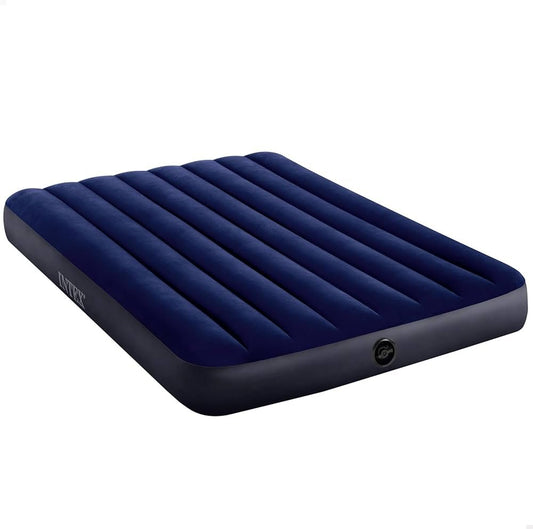 INTEX Dura - Beam Standard Series Classic Downy Airbed – Queen Size, Fiber - Tech, Waterproof Flocked Top, 2 - in - 1 Valve - althahanifurniture
