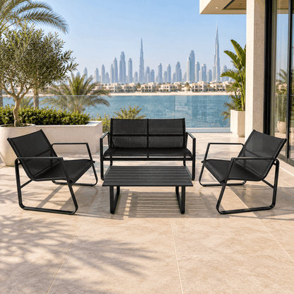 JYSK HORNSLET 4-Seater Outdoor Lounge Set – Black - Al Thahani Furniture
