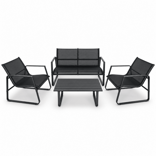 JYSK HORNSLET 4-Seater Outdoor Lounge Set – Black - Al Thahani Furniture