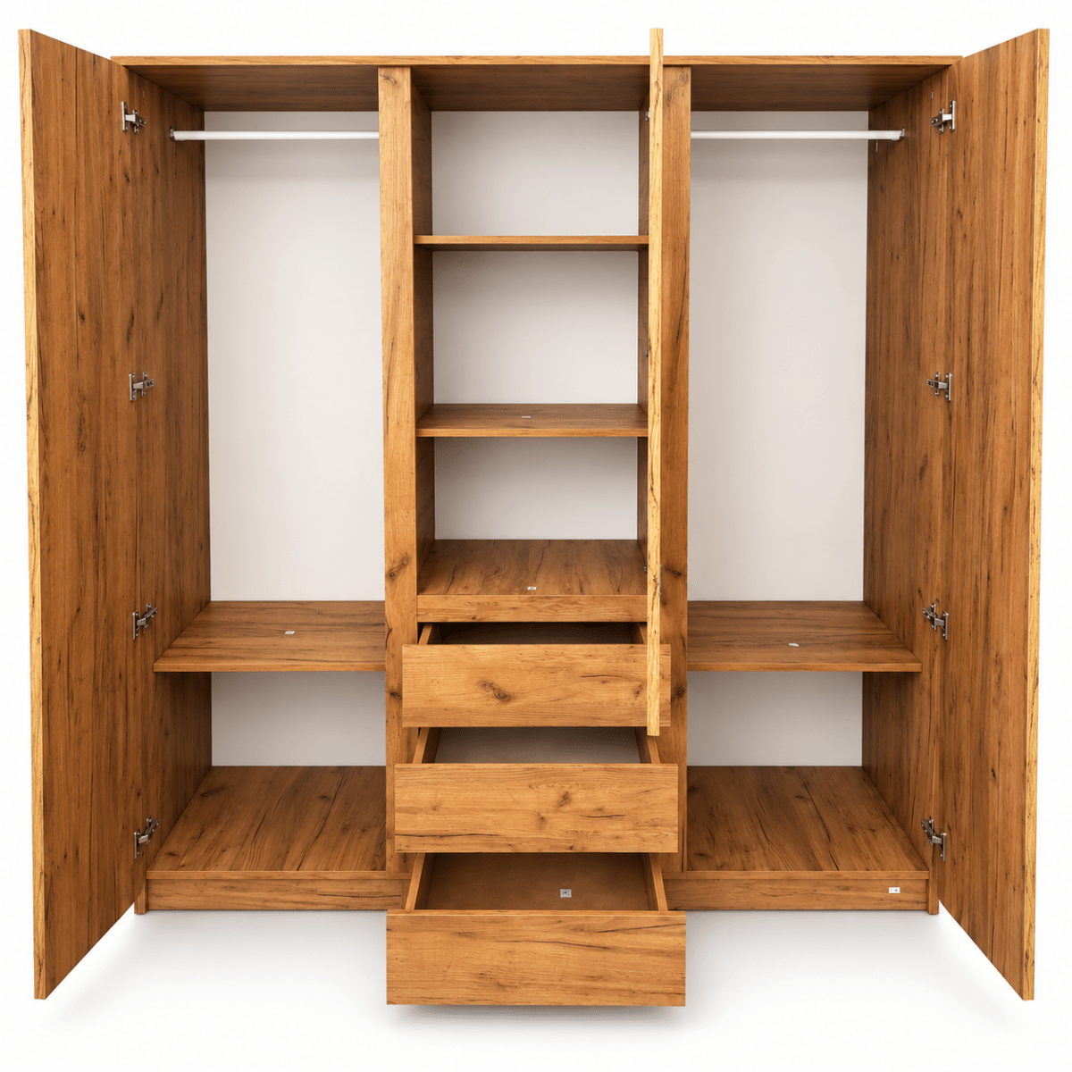 JYSK LIMFJORDEN 3-Door Wardrobe with 3 Drawers – Natural Oak – 180 × 58 × 200 cm - Al Thahani Furniture