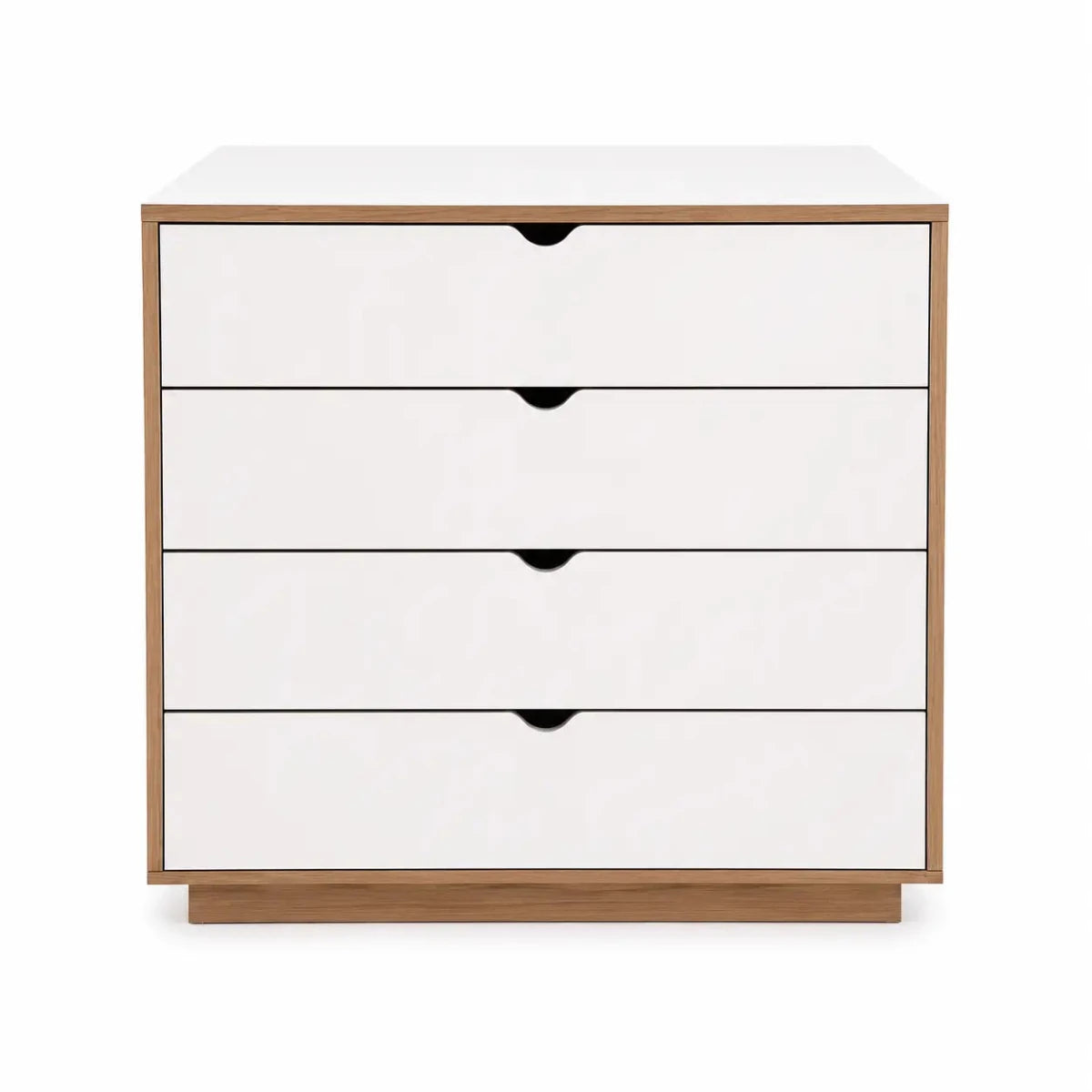 JYSK MAMMEN 4-Drawer Chest | White/Oak - used 4 months - Al Thahani Furniture