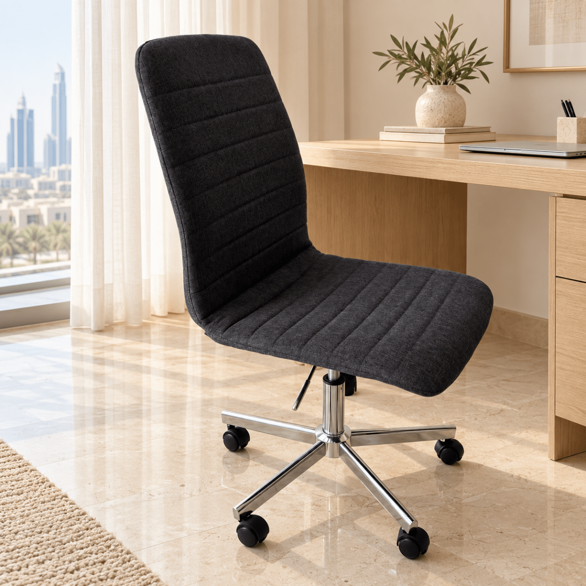 JYSK PEBRINGE Adjustable Swivel Desk Chair – Dark Grey - Al Thahani Furniture