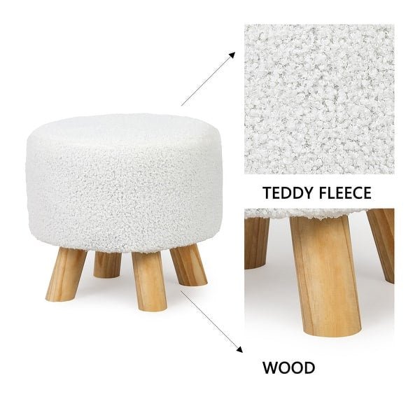 JYSK Vallekilde Bouclé Stool – Solid Pine Wood Frame, White Bouclé Upholstery - althahanifurniture