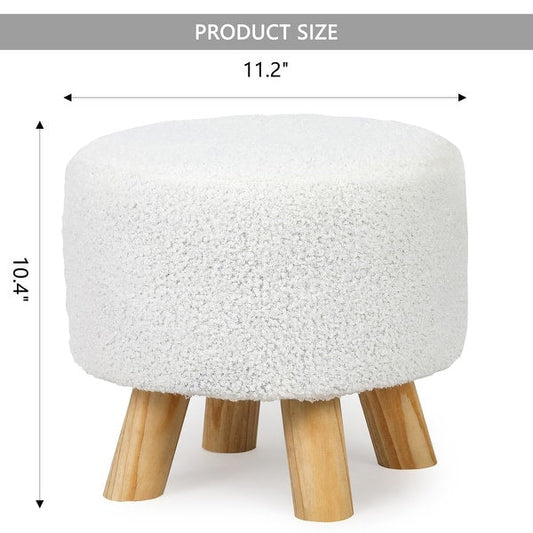 JYSK Vallekilde Bouclé Stool – Solid Pine Wood Frame, White Bouclé Upholstery - althahanifurniture