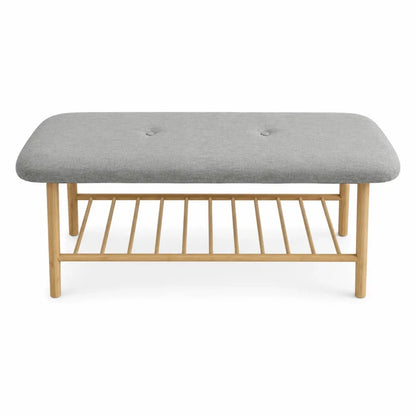 JYSK VANDSTED Bench | Tufted Cushion Top, Grey/Bamboo - used 6 months - Al Thahani Furniture