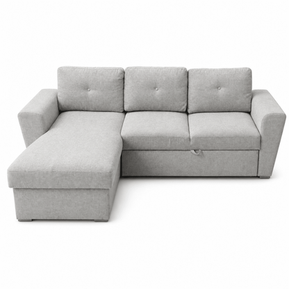 JYSK VEJLBY 3-Seater Sofa Bed with Chaise Lounge & Storage | Light Sand - Al Thahani Furniture