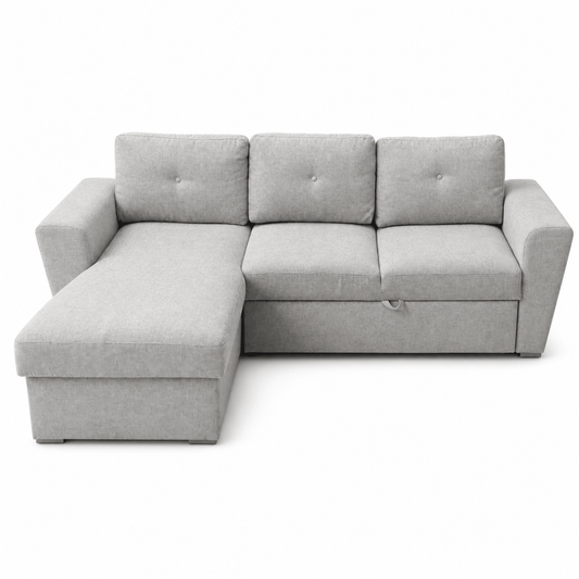 JYSK VEJLBY 3-Seater Sofa Bed with Chaise Lounge & Storage | Light Sand - Al Thahani Furniture