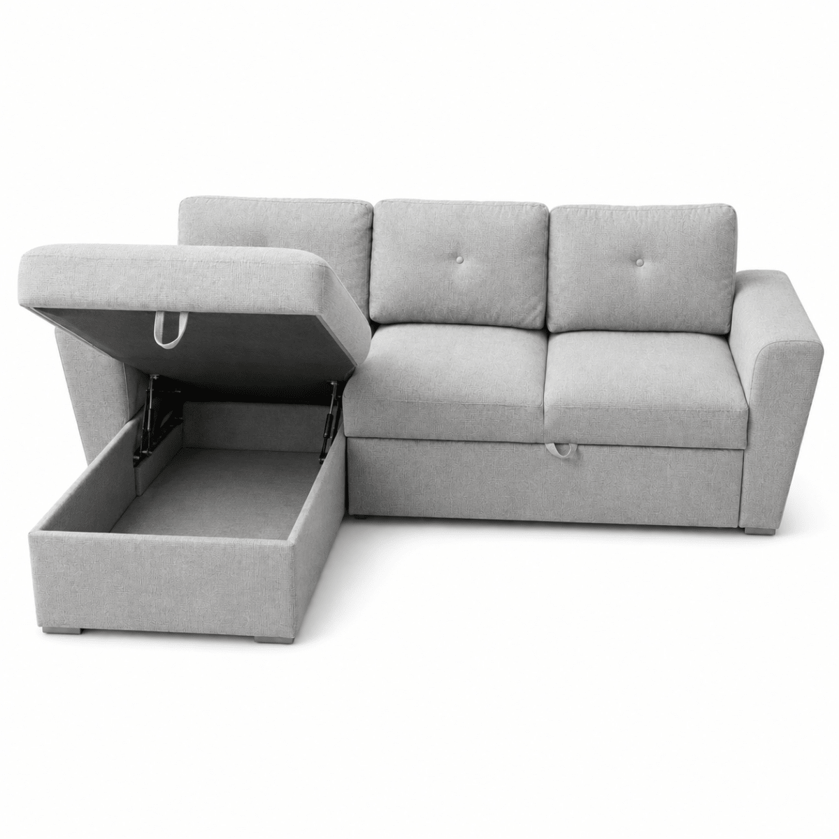 JYSK VEJLBY 3-Seater Sofa Bed with Chaise Lounge & Storage | Light Sand - Al Thahani Furniture