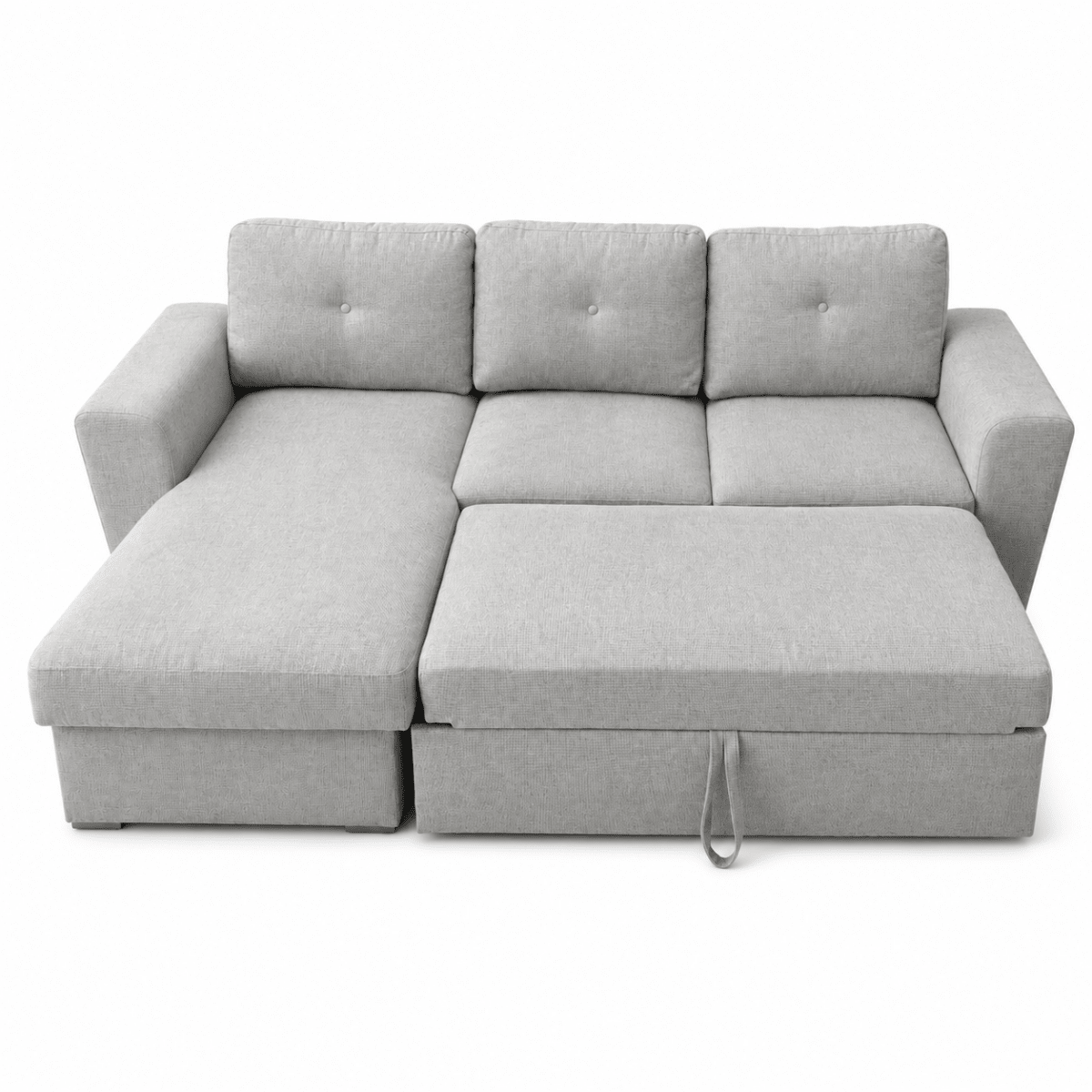 JYSK VEJLBY 3-Seater Sofa Bed with Chaise Lounge & Storage | Light Sand - Al Thahani Furniture