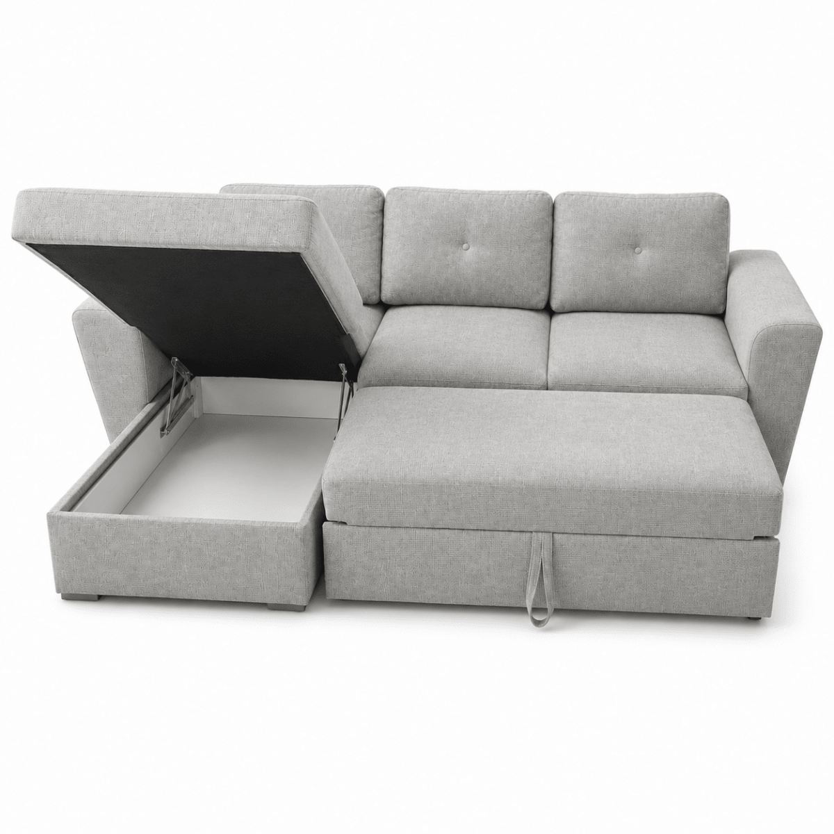 JYSK VEJLBY 3-Seater Sofa Bed with Chaise Lounge & Storage | Light Sand - Al Thahani Furniture