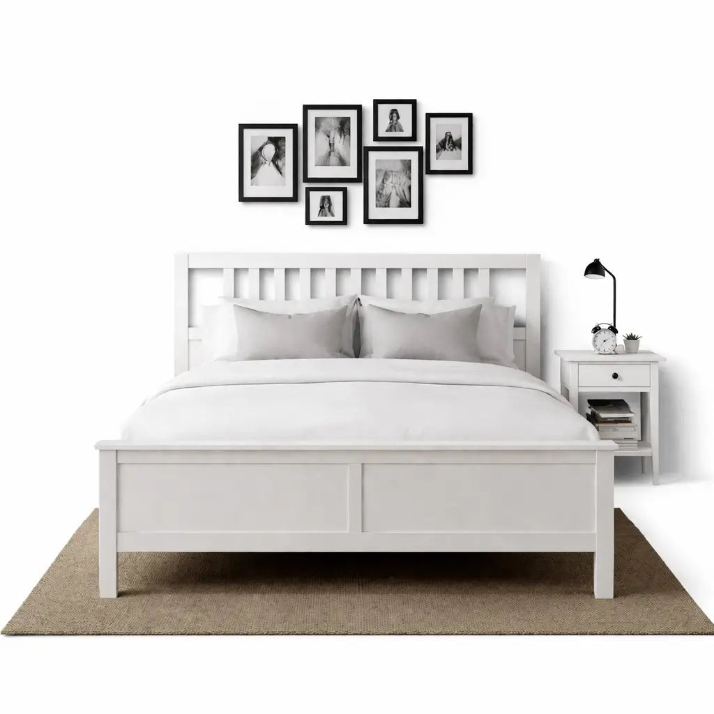 KEA HEMNES King Bed Set with HEMNES Chest of 8 Drawers – 180x200 cm– Used 5 Months (Excellent Condition) - althahanifurniture